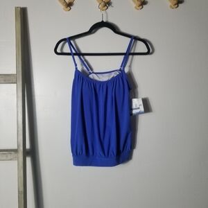 NWT AMERICAN BEACH WOMEN'S BLUE TANKINI TOP SIZE MEDIUM
